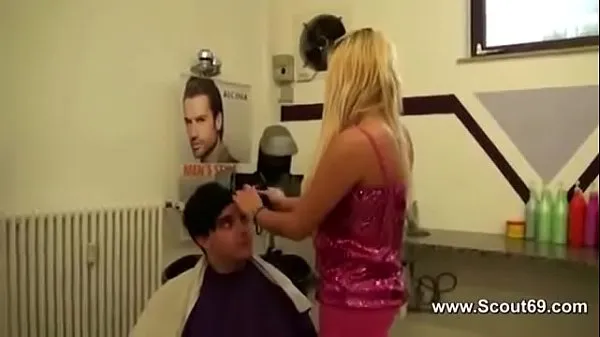 XXX German Hot Teen Hair Stylistin with Silicon Tits Fuck Customer mega trubice