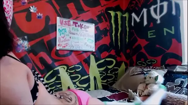XXX periced darkharied girl with tattos rides a dildo mega tubo