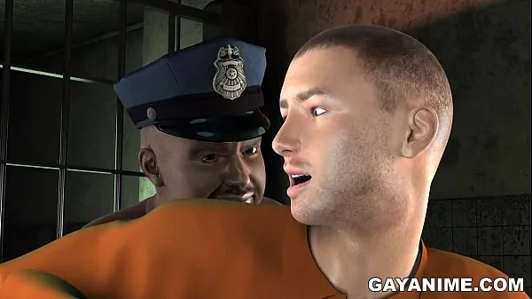 XXX 3D cartoon prisoner gets fucked in the ass by a chubby black cop mega cev