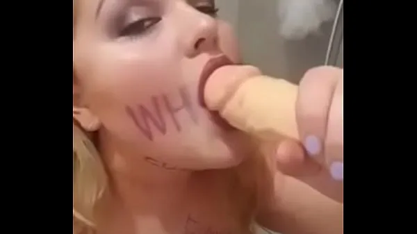 XXX Obedient whore gagging and deepthroat on dildo with pleasure megarør
