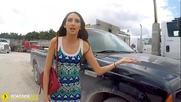 XXX Roadside - Spicy Latina fucks a big dick to free her car mega cev