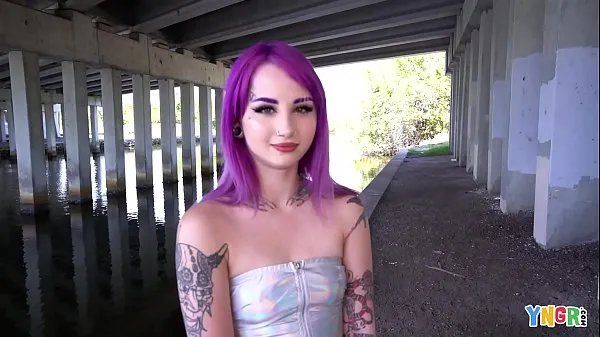 XXX YNGR - Hot Inked Purple Hair Punk Teen Gets Banged mega Tube