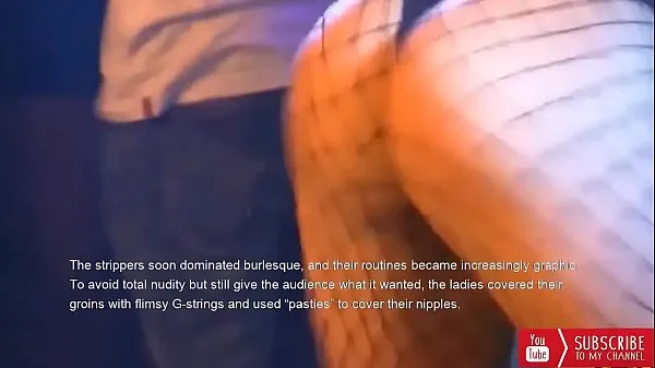 XXX Stripper gives lapdance to audience on stage in stripclub巨型管