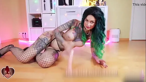 XXX Tattoed Girl Ass Fuck Dildo and Anal Creampie in Sexy Stockings mega trubica