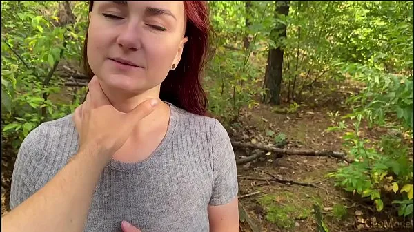 XXX Hot wife KleoModel outdoor sucking dick and cum mouth. Amateur couple mega trubica