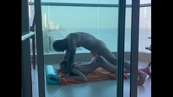XXX On a balcony in Cartagena, a young student gets her pretty little ass filled หลอดเมกะ