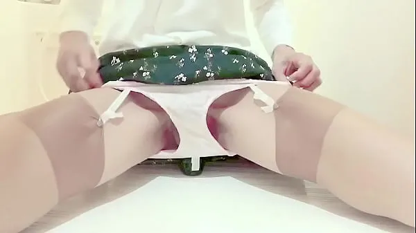 XXX Japanese sissy play black dildo in bathroom with flower mini skirt and plka dot shirts หลอดเมกะ