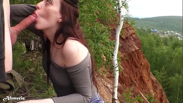 XXX Sensual Deep Blowjob in the Forest with Cum in Mouth mega Tube