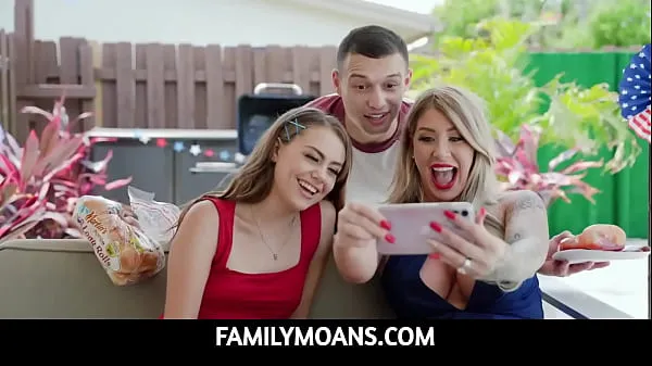 XXX FamilyMoans - When stepbrother Johnny arrives at the party, he starts grilling some hotdogs, and sneakily gives some to Selena who starts sucking on his wiener as a way to say thank you mega Tube