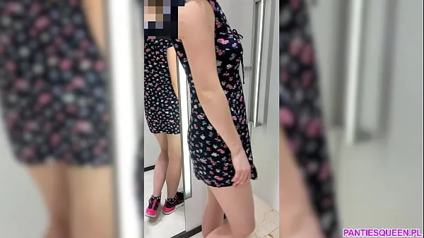 XXX Horny student tries on clothes in public shop totally naked with anal plug inside her asshole ống lớn