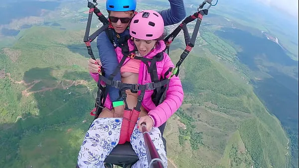 XXX Wet Pussy SQUIRTING IN THE SKY 2200m High In The Clouds while PARAGLIDING mega trubica