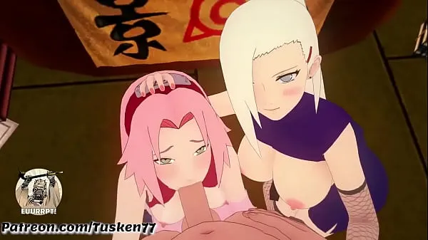 XXX NARUTO 3D HENTAI: Kunoichi Sluts Ino & Sakura thanking their hero Naruto mega cev